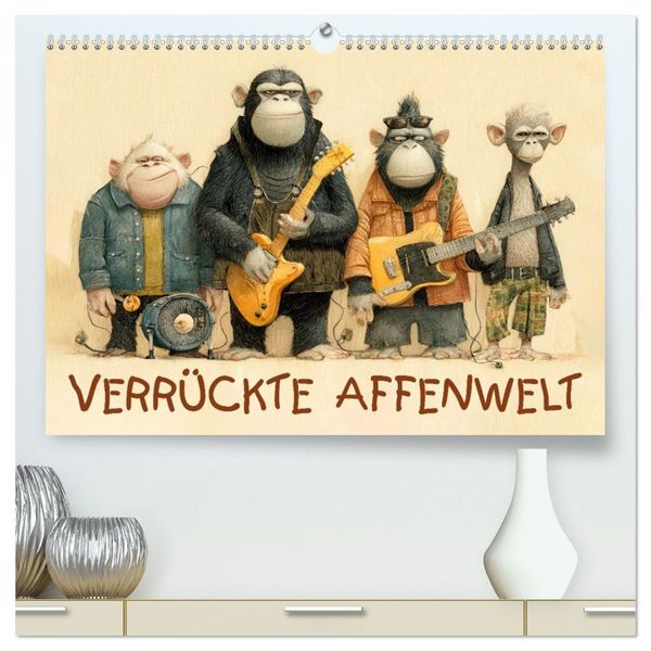 Produktbild: Verr&uuml;ckte Affenwelt (hochwertiger Premium Wandkalender 2026 DIN A2 quer), Kunstdruck in Hochglanz