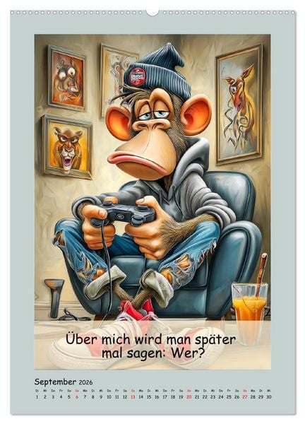 Produktbild: Affengeil. Humor aus dem Gro&szlig;stadtdschungel (hochwertiger Premium Wandkalender 2026 DIN A2 hoch), Kunstdruck in Hochglanz