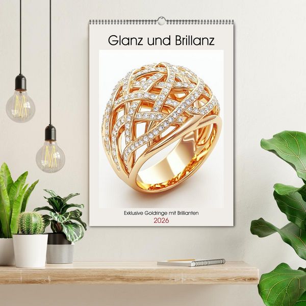 Produktbild: Glanz und Brillanz. Exklusive Goldringe mit Brillianten (Wandkalender 2026 DIN A2 hoch), CALVENDO Monatskalender
