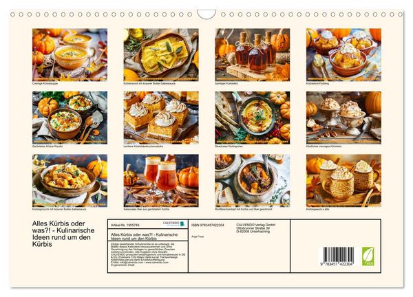 Produktbild: Alles K&uuml;rbis oder was?! - Kulinarische Ideen rund um den K&uuml;rbis (Wandkalender 2026 DIN A3 quer), CALVENDO Monatskalender