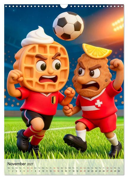 Produktbild: Funny Food Football - Creative Sports Characters (Wall Calendar 2027 DIN A3 portrait), CALVENDO 12 Month Wall Calendar