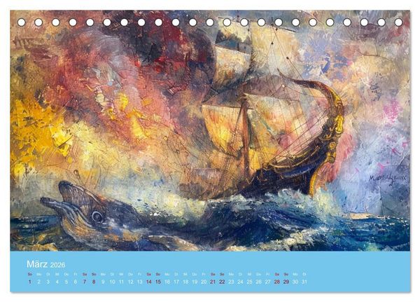 Produktbild: Das trunkene Schiff mit Bildern im William Turner-Stil (Tischkalender 2026 DIN A5 quer), CALVENDO Monatskalender