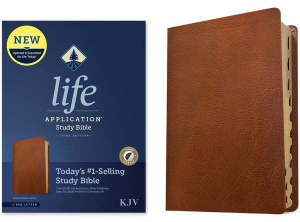 Produktbild: KJV Life Application Study Bible, Third Edition (Genuine Leather, Brown, Indexed, Red Letter)