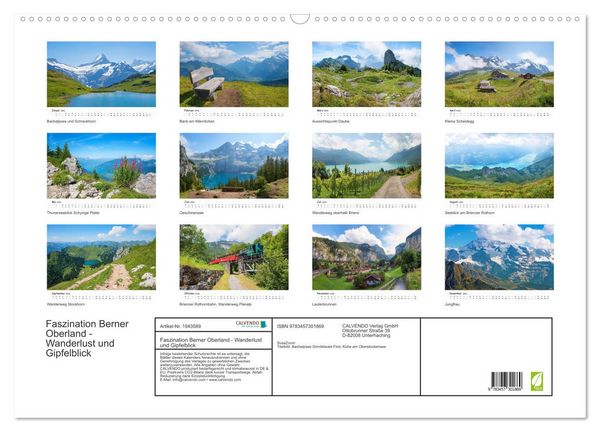 Produktbild: Faszination Berner Oberland - Wanderlust und Gipfelblick (Wandkalender 2026 DIN A2 quer), CALVENDO Monatskalender
