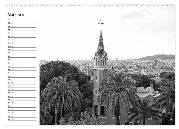 Produktbild: Barcelona Schwarz / Wei&szlig; Impressionen (hochwertiger Premium Wandkalender 2026 DIN A2 quer), Kunstdruck in Hochglanz