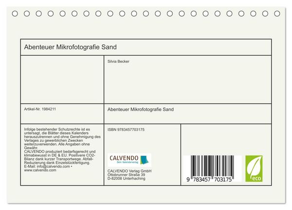 Produktbild: Abenteuer Mikrofotografie Sand (Tischkalender 2026 DIN A5 quer), CALVENDO Monatskalender