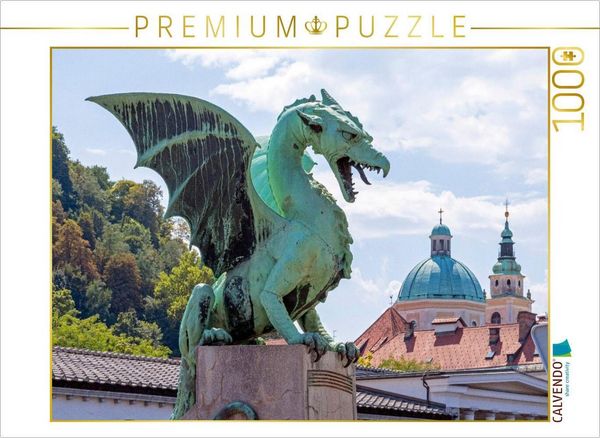 CALVENDO Puzzle Drachen-Figur, Drachenbrücke, Kathedrale | 1000 Teile Lege-Größe 64 × 48 cm Foto-Puzzle für glückliche Stunden