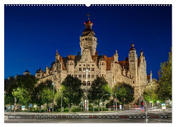Produktbild: Nachts in Leipzig (hochwertiger Premium Wandkalender 2026 DIN A2 quer), Kunstdruck in Hochglanz