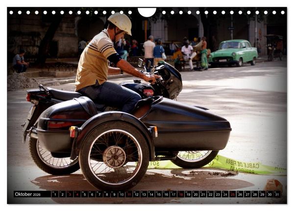 Produktbild: Motorrad-Gespanne in Kuba (Wandkalender 2026 DIN A4 quer), CALVENDO Monatskalender
