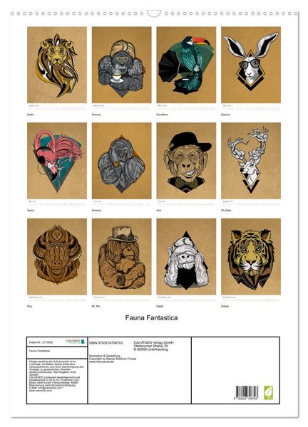Produktbild: Fauna Fantastica (Wandkalender 2026 DIN A2 hoch), CALVENDO Monatskalender