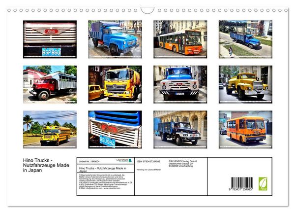 Produktbild: Hino Trucks - Nutzfahrzeuge Made in Japan (Wandkalender 2026 DIN A3 quer), CALVENDO Monatskalender