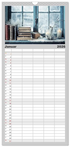 Produktbild: Familienplaner 2026 - B&uuml;cherzauber mit 5 Spalten (Wandkalender, 21 x 45 cm) CALVENDO