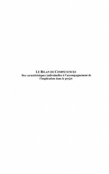 Produktbild: Bilan de competences le