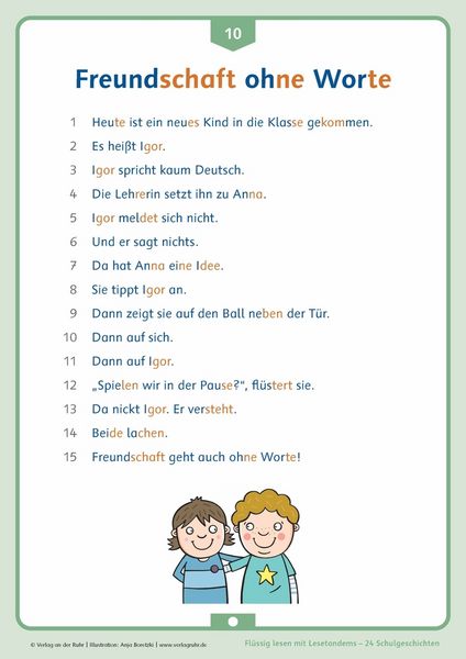Produktbild: Fl&uuml;ssig lesen mit Lesetandems &ndash; 24 Schulgeschichten, Klasse 1/2