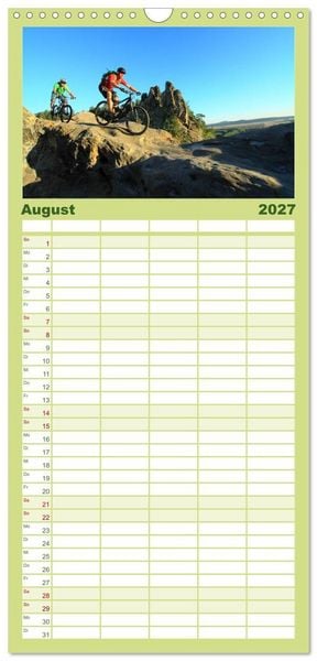 Produktbild: Familienplaner 2027 - Mountainbike Traumpfade mit 5 Spalten (Wandkalender, 21 x 45 cm) CALVENDO