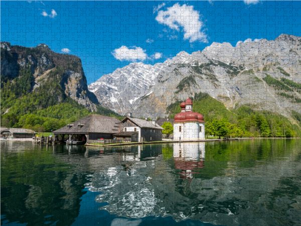 Produktbild: CALVENDO Puzzle Ein Motiv aus dem Kalender Der K&ouml;nigssee Perle unter dem Watzmann | 1000 Teile Lege-Gr&ouml;&szlig;e 64x48cm Foto-Puzzle f&uuml;r gl&uuml;ckliche Stunden