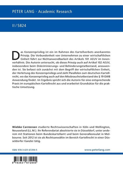 Produktbild: Die Anwendbarkeit des Konzernprivilegs im Rahmen von Art. 102 AEUV