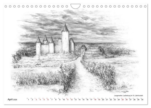 Produktbild: ZeitZeichnen: Burgen und Befestigungen in der Aachener Region (Wandkalender 2026 DIN A4 quer), CALVENDO Monatskalender