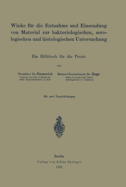 Produktbild: Winke f&uuml;r die Entnahme und Einsendung von Material zur bakteriologischen, serologischen und histologischen Untersuchung