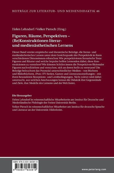 Produktbild: Figuren, R&auml;ume, Perspektiven &ndash; (Re)Konstruktionen literar- und medien&auml;sthetischen Lernens