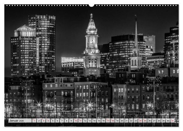 Produktbild: BOSTON Monochrome Stadtansichten (hochwertiger Premium Wandkalender 2026 DIN A2 quer), Kunstdruck in Hochglanz