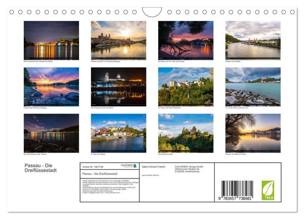 Produktbild: Passau - Die Dreifl&uuml;ssestadt (Wandkalender 2026 DIN A4 quer), CALVENDO Monatskalender