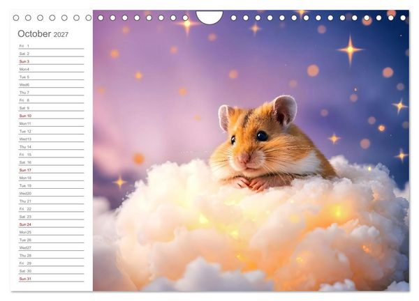 Produktbild: Hamster's Bedtime Calendar - Twelve magical dream worlds (Wall Calendar 2027 DIN A4 landscape), CALVENDO 12 Month Wall Calendar