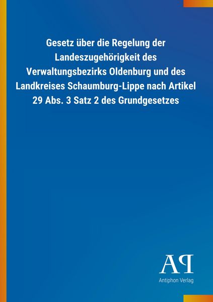 Produktbild: Gesetz &uuml;ber die Regelung der Landeszugeh&ouml;rigkeit des Verwalt
