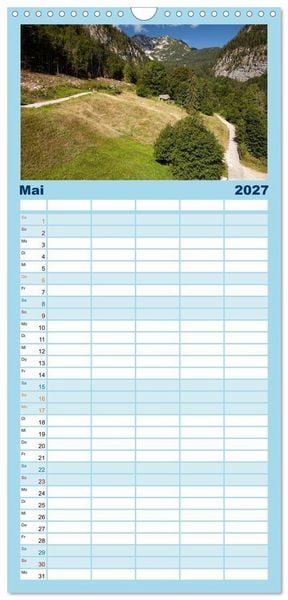 Produktbild: Familienplaner 2027 - Hallstatt und der Hallst&auml;tter See mit 5 Spalten (Wandkalender, 21 x 45 cm) CALVENDO
