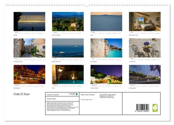 Produktbild: Cote D`Azur (hochwertiger Premium Wandkalender 2026 DIN A2 quer), Kunstdruck in Hochglanz