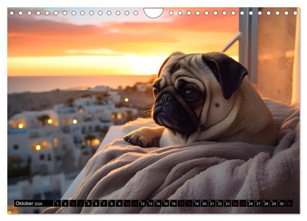 Produktbild: Kleine Helden - eine Hommage an die Mopsrasse (Wandkalender 2026 DIN A4 quer), CALVENDO Monatskalender