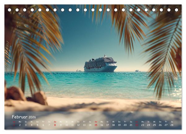 Produktbild: Kreuzfahrtschiffe Kalender - Kreuzfahrten und Giganten der Meere (Tischkalender 2026 DIN A5 quer), CALVENDO Monatskalender