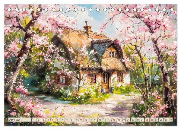 Produktbild: Kleine Cottages - Romantische Fantasieh&auml;uschen (Tischkalender 2026 DIN A5 quer), CALVENDO Monatskalender