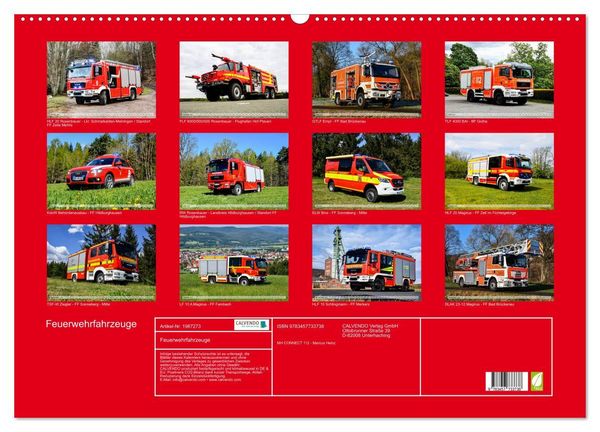 Produktbild: Feuerwehrfahrzeuge (Wandkalender 2026 DIN A2 quer), CALVENDO Monatskalender