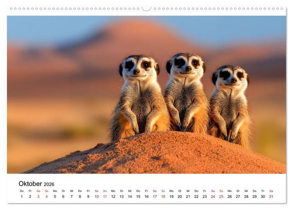 Produktbild: Erdm&auml;nnchen - coole Typen (hochwertiger Premium Wandkalender 2026 DIN A2 quer), Kunstdruck in Hochglanz