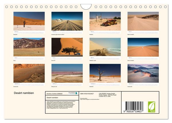 Produktbild: Des&eacute;rt namibien (Calendrier mural 2026 DIN A4 vertical), CALVENDO calendrier mensuel