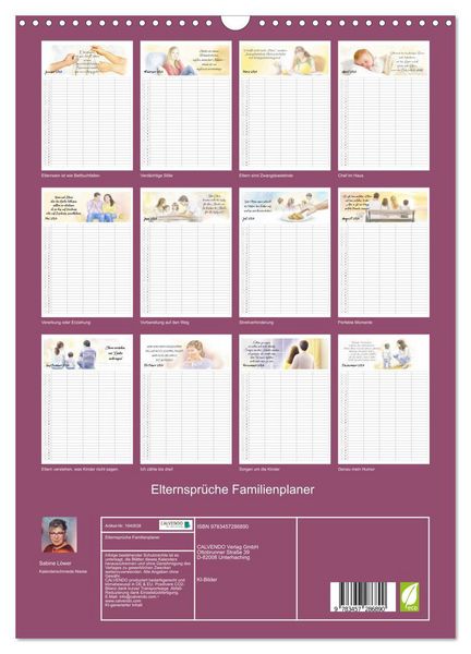 Produktbild: Elternspr&uuml;che Familienplaner (Wandkalender 2026 DIN A3 hoch), CALVENDO Monatskalender
