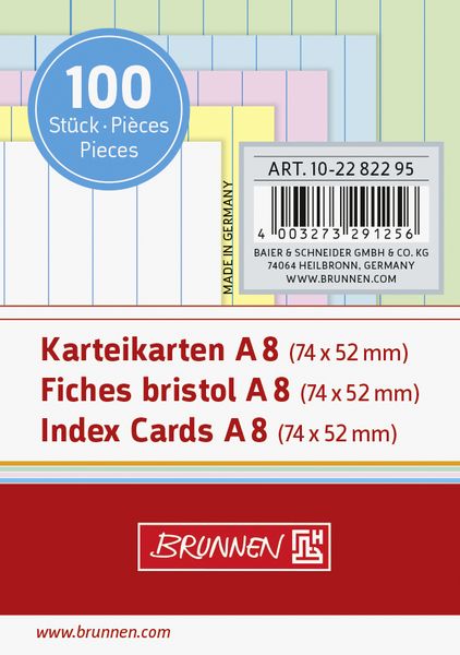 Produktbild: Brunnen Karteikarten A8 lin sort 100St