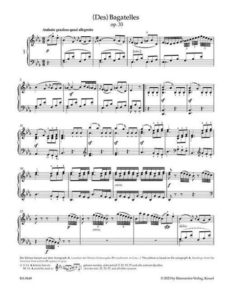 Sämtliche Bagatellen für Klavier (mit Bagatelle WoO 59 "Für Elise")