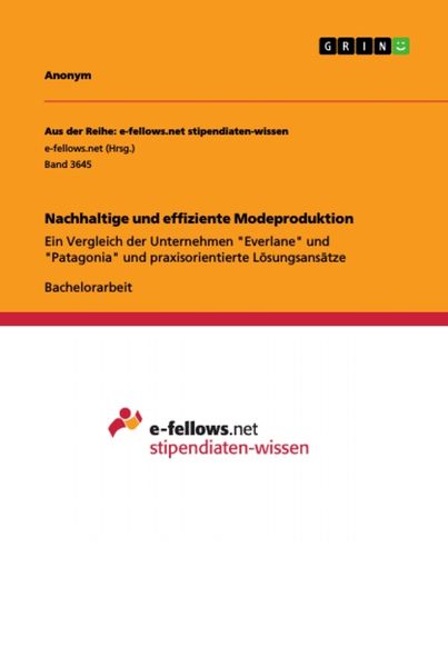 Nachhaltige und effiziente Modeproduktion, Taschenbuch von , GRIN, 9783346307644