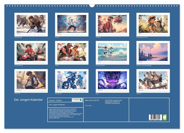 Produktbild: Der Jungen-Kalender (Wandkalender 2026 DIN A2 quer), CALVENDO Monatskalender