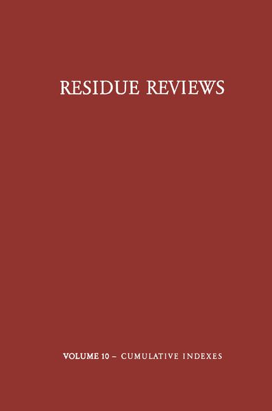Produktbild: Residue Reviews / R&uuml;ckstands-Berichte