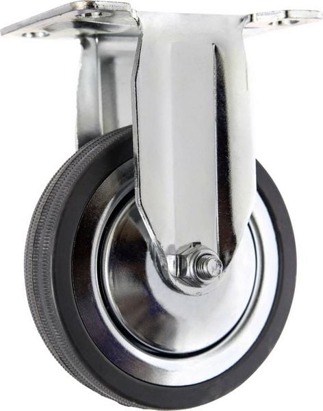 Produktbild: TOOLCRAFT TO-5137932 Bockrolle mit Anschraubplatte 100mm Gummi Tragf&auml;higkeit (max.): 80kg