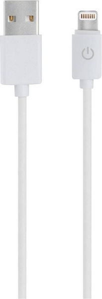 Produktbild: RealPower USB-Kabel USB 2.0 USB-A Stecker, Apple Lightning Stecker 1.00 m Wei&szlig; 255649