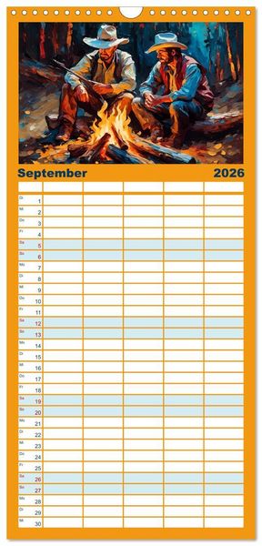 Produktbild: Familienplaner 2026 - Wild West Moments mit 5 Spalten (Wandkalender, 21 x 45 cm) CALVENDO