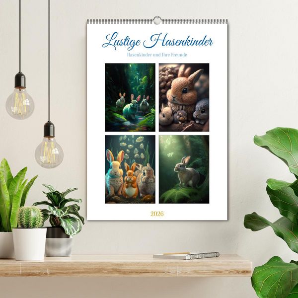 Produktbild: Lustige Hasenkinder (Wandkalender 2026 DIN A2 hoch), CALVENDO Monatskalender