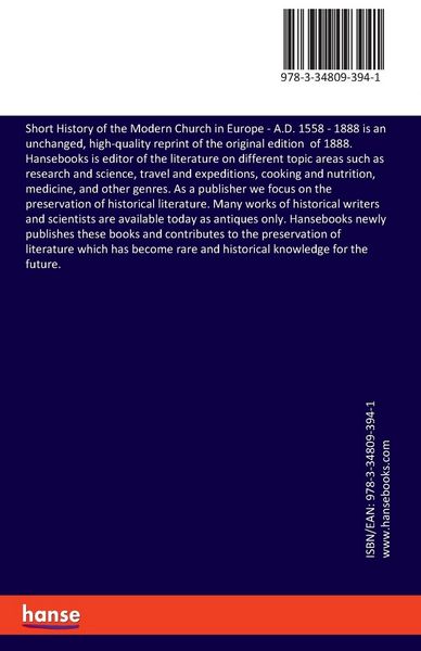 Produktbild: Short History of the Modern Church in Europe