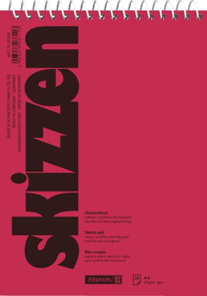Produktbild: Brunnen Skizzenblock A6 110g 30Bl Spirale