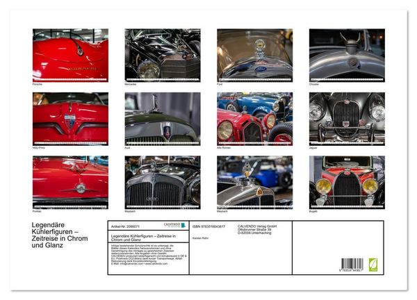 Produktbild: Legend&auml;re K&uuml;hlerfiguren &ndash; Zeitreise in Chrom und Glanz (Wandkalender 2026 DIN A2 quer), CALVENDO Monatskalender
