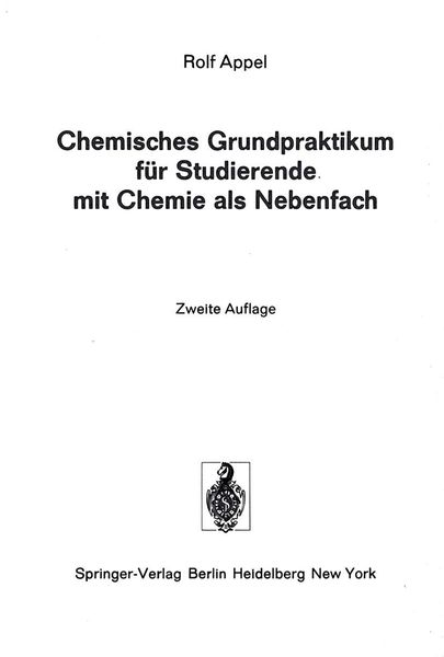 Produktbild: Chemisches Grundpraktikum f&uuml;r Studierende mit Chemie als Nebenfach